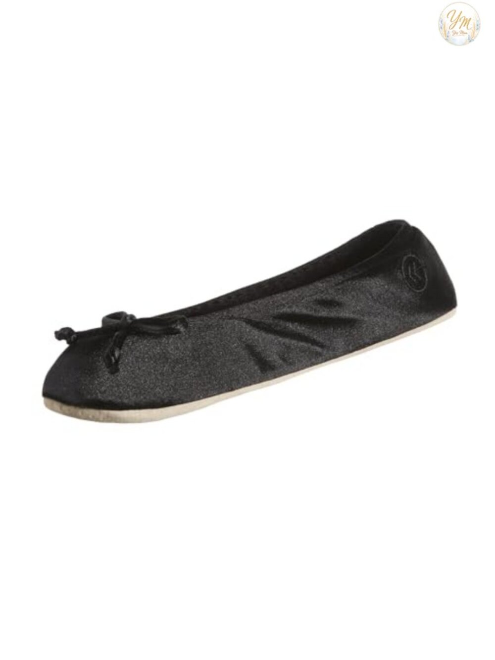 Satin Ballerina Slippers with Ribbon Bow, Suede Sole